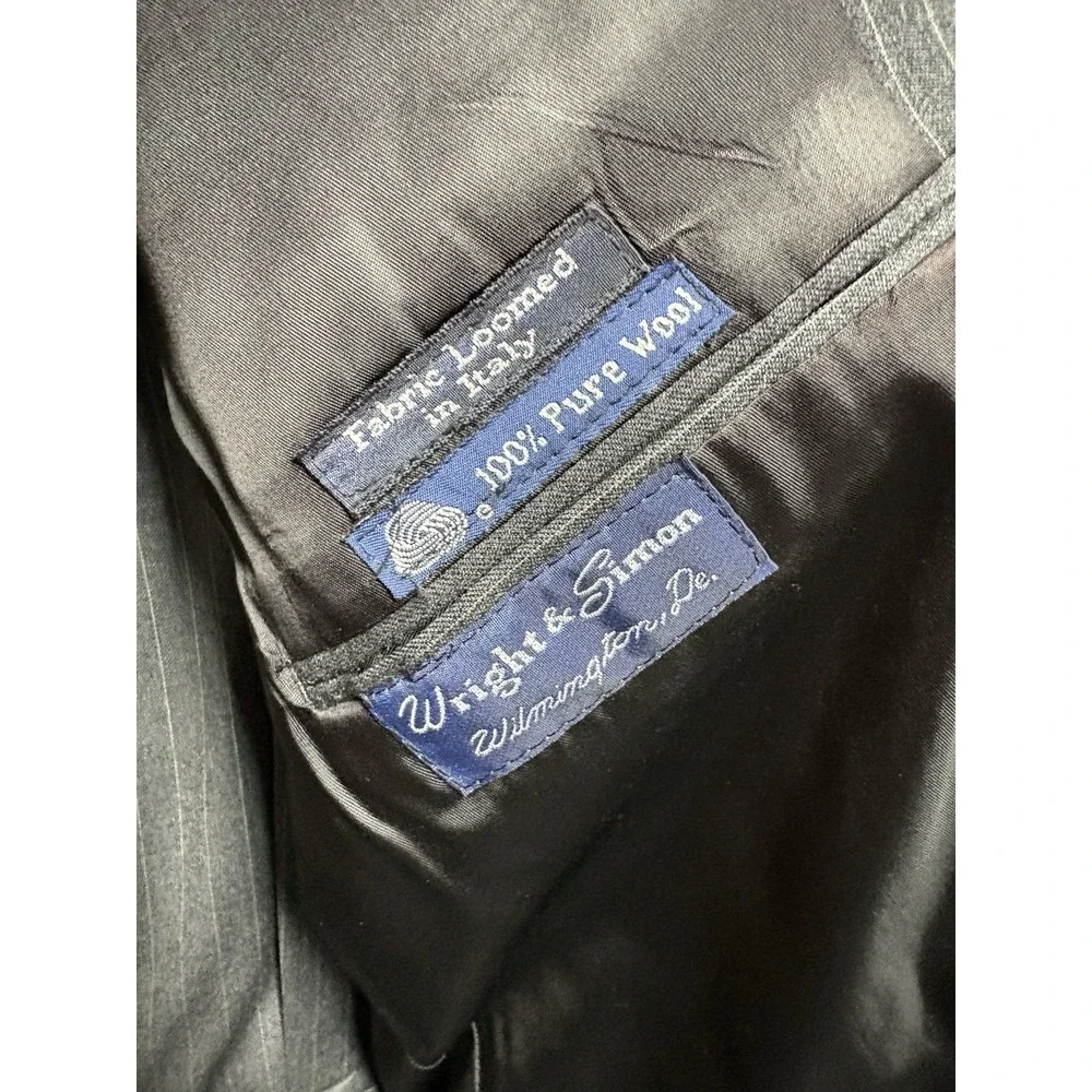 Vintage Burberrys Mens Grey Gray Striped Italian Wool Suit Blazer 36x28 Pants